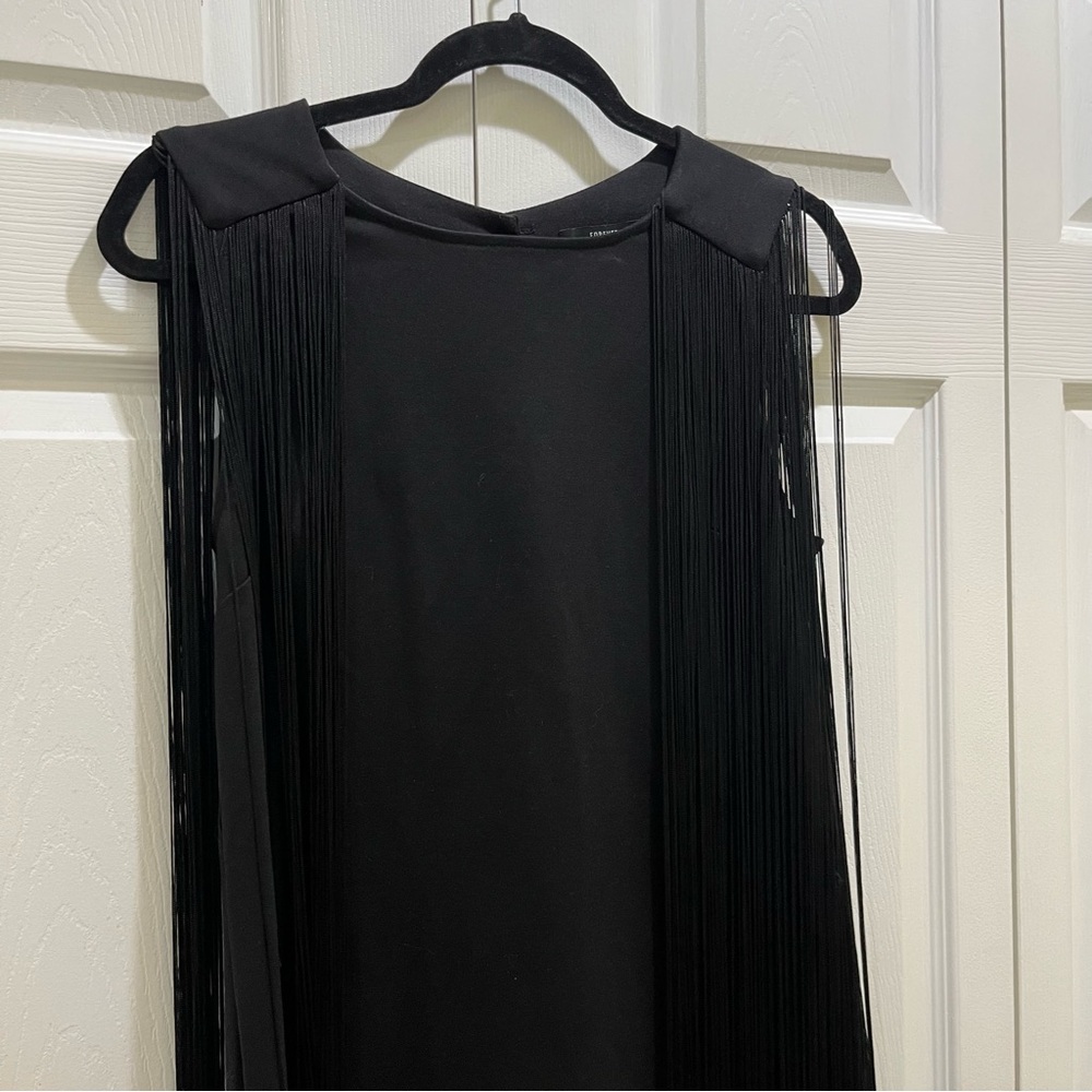 Forever 21 Fringe Black Dress Small - Picture 2 of 5